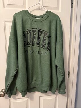 Coffee Weather Green Crewneck Sweatshirt